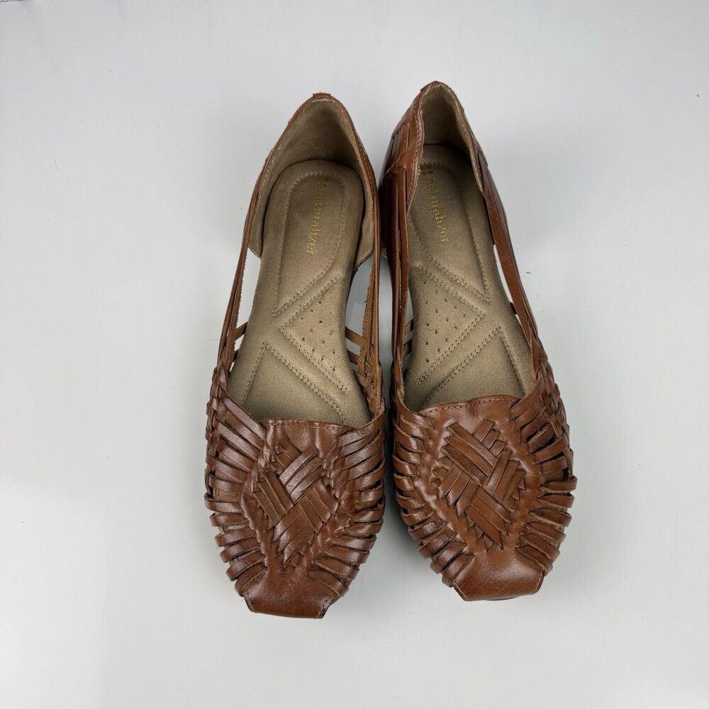 Naturalizer Gobi Huarache Woven Flats in Saddle Brown Leather Women Size 10 M